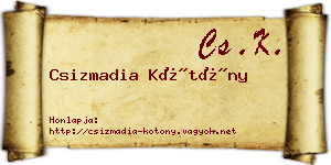 Csizmadia Kötöny névjegykártya
